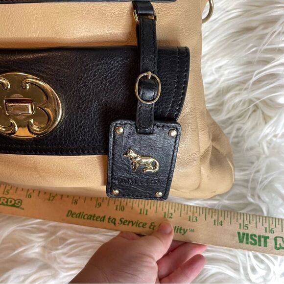 EMMA FOX Large tan black red leather Satchel  fold over Handbag no‎ strap - Picture 4 of 12